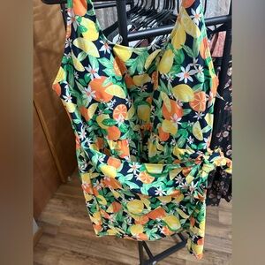 NWT Vibrant Citrus Print Swim Dress